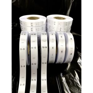 Printed Satin Size labels number / months (1200pcs/roll)